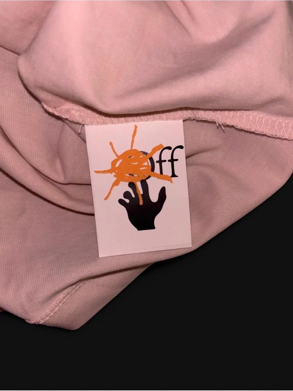 NWT Off-White Cream 'OFF' Chest Logo Tee with Yellow Tag